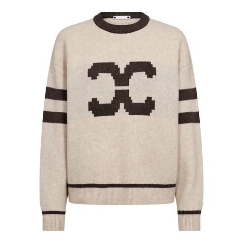 Co'Couture RowCC Coco Logo Strik Bluse, Creme m. Brun